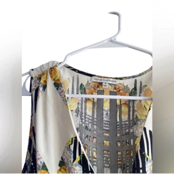 Rebecca Minkoff 100% Silk Yellow Mara Printed Jumpsuit Size 4 - Picture 7 of 11